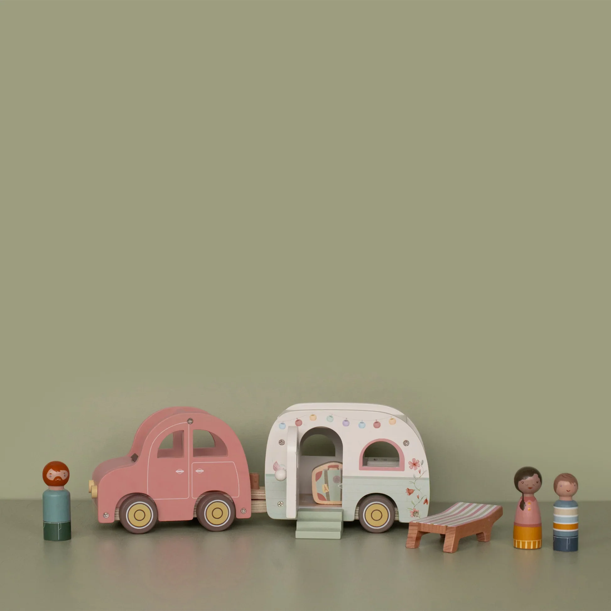 Little Dutch Wooden Toy Car & Caravan - Image 4