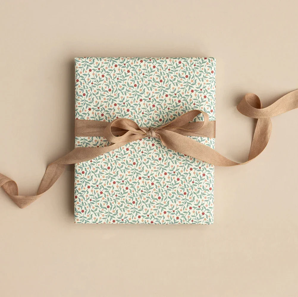 Maileg Gift Wrap, 10m - Berry Branches - Blue - Image 2