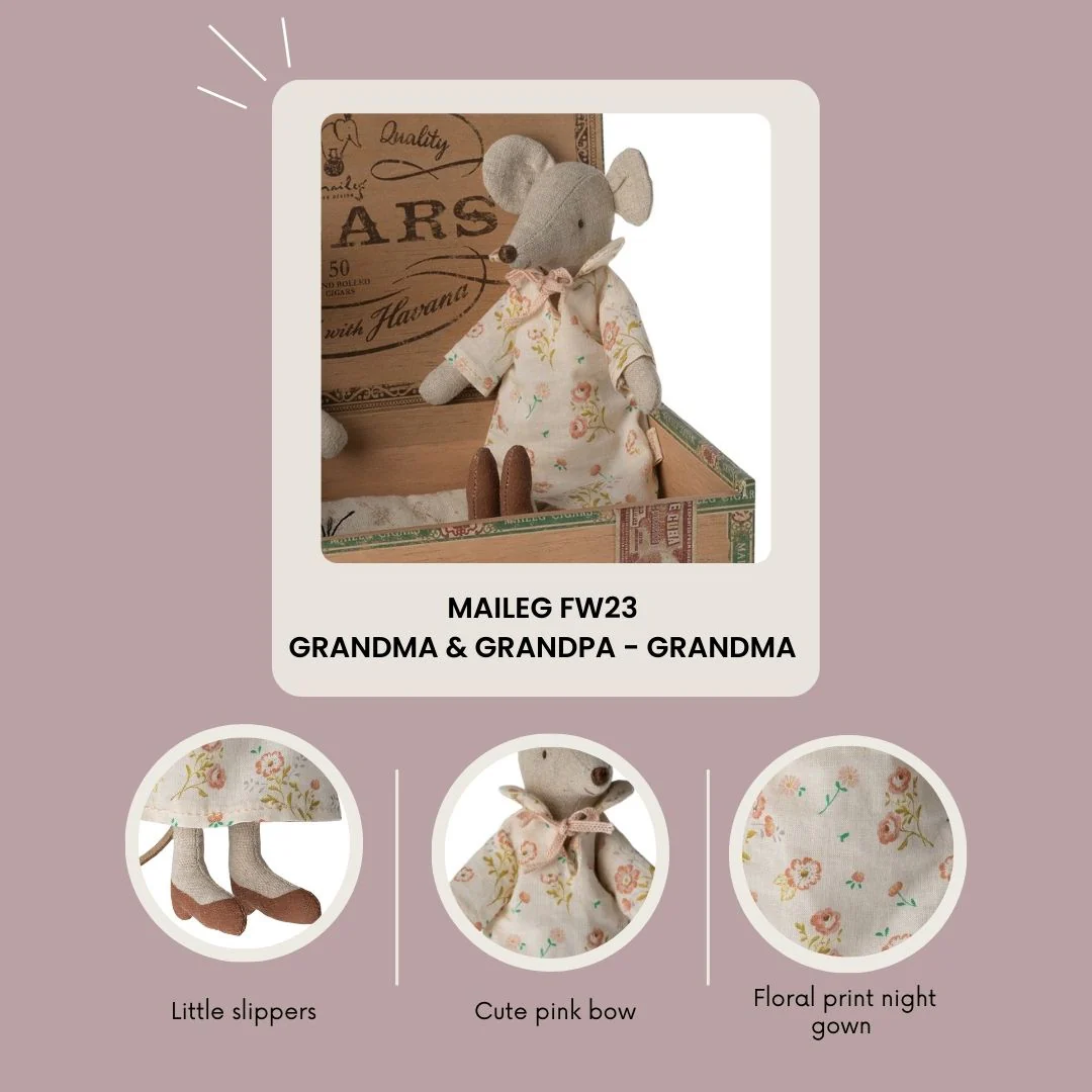 Maileg Grandma and Grandpa mice in cigarbox - Image 6